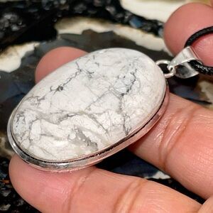 White & Gray Howlite Pendant 2”